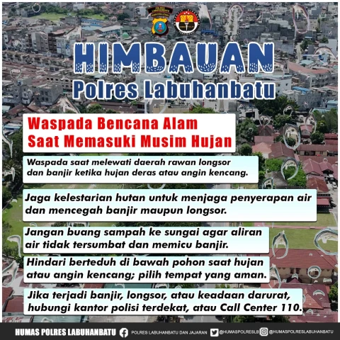 Polres Labuhanbatu Keluarkan Himbauan Hindari Area Rawan Bencana