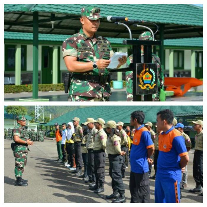 Penutupan latihan penanggulangan bencana di lapangan Makorem 023/KS