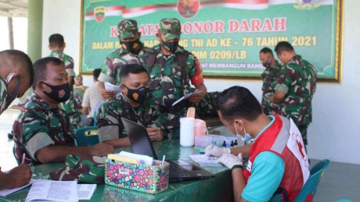 Kodim 0209/LB Gelar Donor Darah Sambut Hari Juang TNI AD ke 76
