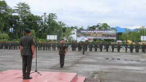 Upacara memperingati Hari Juang TNI AD Ke-79 di Lapangan Upacara Makodim 1710/Mimika