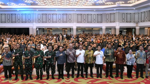Pencanangan Gerakan Serentak Sumatera Utara Bersih Narkoba (Bersinar) yang diselenggarakan di Aula Raja Inal Siregar, lantai 2, Kantor Gubernur Sumut, Jalan Diponegoro No. 30, Medan, Jum'at (6/12/2024).